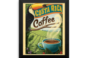 Framed Costa Rica Coffee Poster