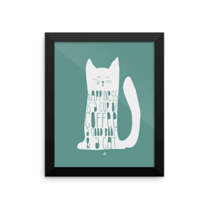 Framed Coffee Poster - Cat Image